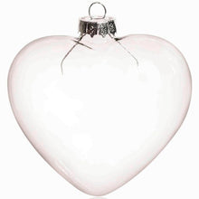 Load image into Gallery viewer, Free Shipping DIY Paintable Transparent Christmas Decoration, 90mm Heart Glass Ornament Silver Top, 100/Pack