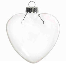 Load image into Gallery viewer, Free Shipping DIY Paintable Transparent Christmas Decoration, 90mm Heart Glass Ornament Silver Top, 100/Pack