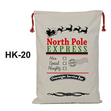 Load image into Gallery viewer, Fast Shipping 100pcs/lot Santa Sacks Christmas Gift Bags Large Drawstring Canvas Stocking Bag Candy Cane Red String Santa Bag