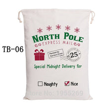 Load image into Gallery viewer, Wholesale 38 Styles Santa Sacks 20pcs/lot Christmas Santa Bag Red Strip Candy Cane Drawstring Gift Bag Canvas Cotton Santa Claus