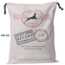 Load image into Gallery viewer, Wholesale 38 Styles Santa Sacks 20pcs/lot Christmas Santa Bag Red Strip Candy Cane Drawstring Gift Bag Canvas Cotton Santa Claus