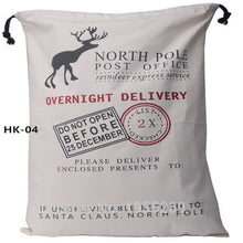 Load image into Gallery viewer, Wholesale 38 Styles Santa Sacks 20pcs/lot Christmas Santa Bag Red Strip Candy Cane Drawstring Gift Bag Canvas Cotton Santa Claus
