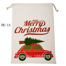 Load image into Gallery viewer, Wholesale 38 Styles Santa Sacks 20pcs/lot Christmas Santa Bag Red Strip Candy Cane Drawstring Gift Bag Canvas Cotton Santa Claus