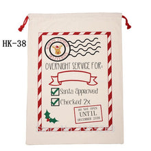 Load image into Gallery viewer, Wholesale 38 Styles Santa Sacks 20pcs/lot Christmas Santa Bag Red Strip Candy Cane Drawstring Gift Bag Canvas Cotton Santa Claus