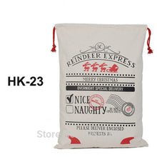 Load image into Gallery viewer, Wholesale 38 Styles Santa Sacks 20pcs/lot Christmas Santa Bag Red Strip Candy Cane Drawstring Gift Bag Canvas Cotton Santa Claus