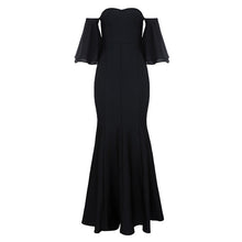 Load image into Gallery viewer, 2019 High Quality New Women's Bandage Dress Winter Strapless Ruffle Club Long Black Party Dress Mermaid Christmas Party Dress