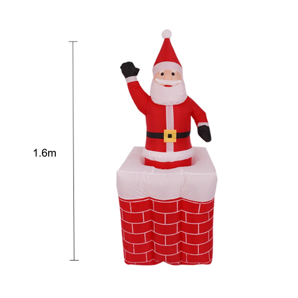 1.6m Santa Claus Mascot LED Lighted Inflatable Toys with chimney Christmas Halloween Party Props Yard Garden Deco Blow Up