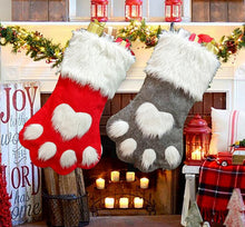 Load image into Gallery viewer, Christmas Party Dog Cat Paw Stocking Hanging Socks Tree Ornament Decor Hosiery plush Xmas Socks kids Gift Candy Bag SN2347