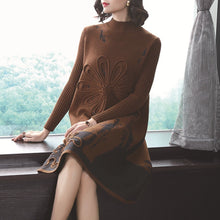 Load image into Gallery viewer, Women's Clothing Dresses Christmas sexy pullover fem me work sweater coffee floral dress plus size loose 2019 autumn winter