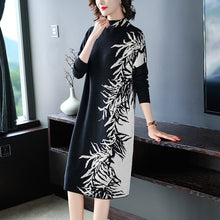 Load image into Gallery viewer, Women s Clothing Dresses Christmas sexy pullover jurken work black white floral dress plus size loose long 2019 autumn winter