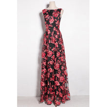 Load image into Gallery viewer, 2019 women clothes red dress for christmas party voile embroidered floral dress slash neck floor length long ball gown dresses