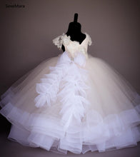 Load image into Gallery viewer, Ivory White Flower Girl Dresses Jewel 3D Flowers Beads Baby Girl Birthday Party Christmas Communion Dresses Children Clothes