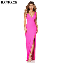 Load image into Gallery viewer, BANDAGE Sexy Split Multi Color Maxi Dress Women Bandage Long Vestidos Sleeveless Backless Christmas Eve Party Dress Robe Longue