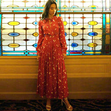 Load image into Gallery viewer, Long Dress Runway Designer High Quality New Women'S Fashion Office Party Sexy Vintage Elegant Chic Christmas Red Print Dresses