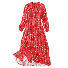 Load image into Gallery viewer, Long Dress Runway Designer High Quality New Women'S Fashion Office Party Sexy Vintage Elegant Chic Christmas Red Print Dresses