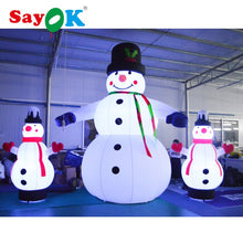 Load image into Gallery viewer, 2m/4m Tall customized inflatable snowman with RGB led lights for Christmas decoration