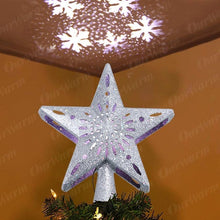 Load image into Gallery viewer, US 3D Hollow Star Christmas Tree Topper W/ LED Snowflake Projector Lights Decor