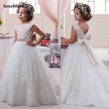 Load image into Gallery viewer, Fancy New Flower Girl Dresses A Line Lace Applique Birthday Dress Christmas Dress with Bow Ribbon Glitz Size 0-16Y