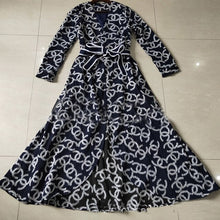 Load image into Gallery viewer, Autumn Elegant Woman Maxi Dress Deep V-Neck High Waist Floral Embroidery Bow Lace Up Split Irregular Christmas Dress Vestidos