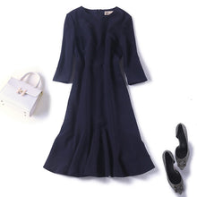 Load image into Gallery viewer, Women fashion 3/4 sleeve elegant dress thick elegant mermaid office lady red christmas dresses belt new 2018 autumn winter blue
