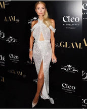Load image into Gallery viewer, Women Luxury Sexy Hollow out Sequins Long Christmas Dress 2019 Elegant Designer Party Dress