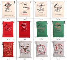 Load image into Gallery viewer, 12 Styles Santa Sacks Bags 20 pcs/lot Large Organic Heavy Gift Canvas Red Drawstring Bag For Christmas Decoration Can be Mix