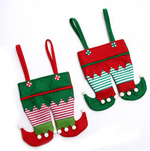 Load image into Gallery viewer, 50pcs/lot Non Woven Fabric Christmas Elf Pants Stocking Candy Bag Kids X-mas Party Decoration Ornament Gift lin4599