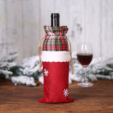 Load image into Gallery viewer, 100pcs Plaid Christmas Wine Bottle Cover Xmas Party Decoration Christmas Drawstring Gift Bag Champagne Red Wine Bottle Holder