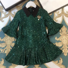 Load image into Gallery viewer, UN651 Fashion Bow Plaid Brand Princess Baby Girl Christmas Dress Fall Party Wedding Kid Dress For Girl Thanksgiving Baby Clothes
