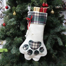 Load image into Gallery viewer, Christmas Gift Bag Pet Dog Paw Stockings Animal Plaid Xmas Tree Decoration Socks Candy Bags Hanging Ornament  SN1909