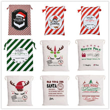 Load image into Gallery viewer, 50pcs/lot 45 Style Christmas Gift Bag Large Canvas Santa Sack Color Elk Organic Heavy Canvas Drawstring Candy Cane Red Strip Bag