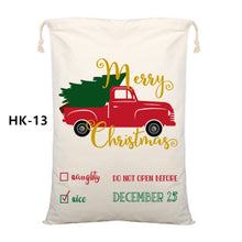 Load image into Gallery viewer, 50pcs/lot 45 Style Christmas Gift Bag Large Canvas Santa Sack Color Elk Organic Heavy Canvas Drawstring Candy Cane Red Strip Bag