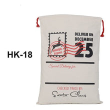 Load image into Gallery viewer, 50pcs/lot 45 Style Christmas Gift Bag Large Canvas Santa Sack Color Elk Organic Heavy Canvas Drawstring Candy Cane Red Strip Bag