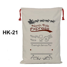Load image into Gallery viewer, 50pcs/lot 45 Style Christmas Gift Bag Large Canvas Santa Sack Color Elk Organic Heavy Canvas Drawstring Candy Cane Red Strip Bag