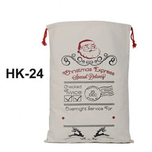 Load image into Gallery viewer, 50pcs/lot 45 Style Christmas Gift Bag Large Canvas Santa Sack Color Elk Organic Heavy Canvas Drawstring Candy Cane Red Strip Bag