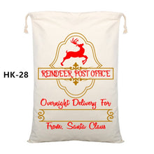 Load image into Gallery viewer, 50pcs/lot 45 Style Christmas Gift Bag Large Canvas Santa Sack Color Elk Organic Heavy Canvas Drawstring Candy Cane Red Strip Bag