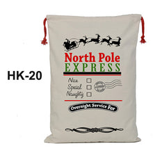Load image into Gallery viewer, 50pcs/lot 45 Style Christmas Gift Bag Large Canvas Santa Sack Color Elk Organic Heavy Canvas Drawstring Candy Cane Red Strip Bag