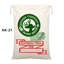 Load image into Gallery viewer, 50pcs/lot 45 Style Christmas Gift Bag Large Canvas Santa Sack Color Elk Organic Heavy Canvas Drawstring Candy Cane Red Strip Bag
