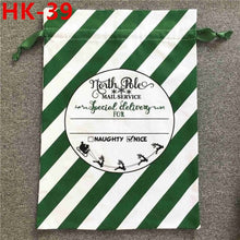 Load image into Gallery viewer, 50pcs/lot 45 Style Christmas Gift Bag Large Canvas Santa Sack Color Elk Organic Heavy Canvas Drawstring Candy Cane Red Strip Bag