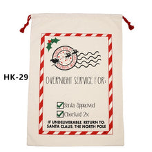 Load image into Gallery viewer, 50pcs/lot 45 Style Christmas Gift Bag Large Canvas Santa Sack Color Elk Organic Heavy Canvas Drawstring Candy Cane Red Strip Bag
