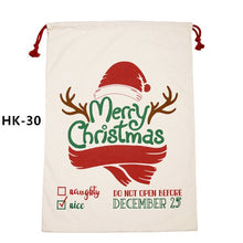 Load image into Gallery viewer, 50pcs/lot 45 Style Christmas Gift Bag Large Canvas Santa Sack Color Elk Organic Heavy Canvas Drawstring Candy Cane Red Strip Bag