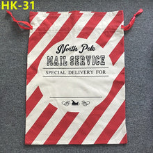 Load image into Gallery viewer, 50pcs/lot 45 Style Christmas Gift Bag Large Canvas Santa Sack Color Elk Organic Heavy Canvas Drawstring Candy Cane Red Strip Bag