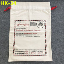 Load image into Gallery viewer, 50pcs/lot 45 Style Christmas Gift Bag Large Canvas Santa Sack Color Elk Organic Heavy Canvas Drawstring Candy Cane Red Strip Bag