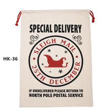 Load image into Gallery viewer, 50pcs/lot 45 Style Christmas Gift Bag Large Canvas Santa Sack Color Elk Organic Heavy Canvas Drawstring Candy Cane Red Strip Bag