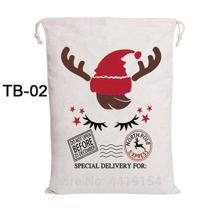 10pcs/lot Santa Sacks Canvas Candy Cane Bag Large Christmas Gift Bag Red Stripe Drawstring Bag Christmas Supplies Handmade