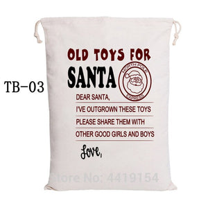 10pcs/lot Santa Sacks Canvas Candy Cane Bag Large Christmas Gift Bag Red Stripe Drawstring Bag Christmas Supplies Handmade