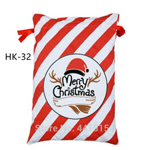 Load image into Gallery viewer, 10pcs/lot Santa Sacks Canvas Candy Cane Bag Large Christmas Gift Bag Red Stripe Drawstring Bag Christmas Supplies Handmade