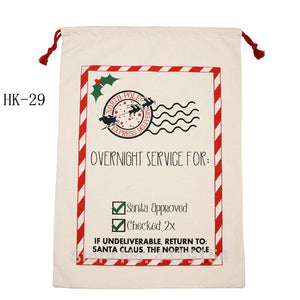 10pcs/lot Santa Sacks Canvas Candy Cane Bag Large Christmas Gift Bag Red Stripe Drawstring Bag Christmas Supplies Handmade