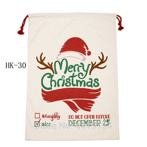 10pcs/lot Santa Sacks Canvas Candy Cane Bag Large Christmas Gift Bag Red Stripe Drawstring Bag Christmas Supplies Handmade