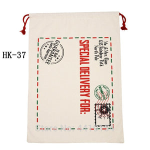 10pcs/lot Santa Sacks Canvas Candy Cane Bag Large Christmas Gift Bag Red Stripe Drawstring Bag Christmas Supplies Handmade